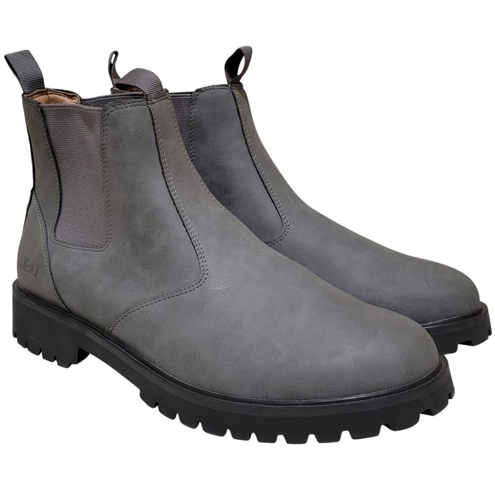 JBU Men Water Resistant Chelsea Ankle Boots Kai Size US 11M Grey Faux Leather